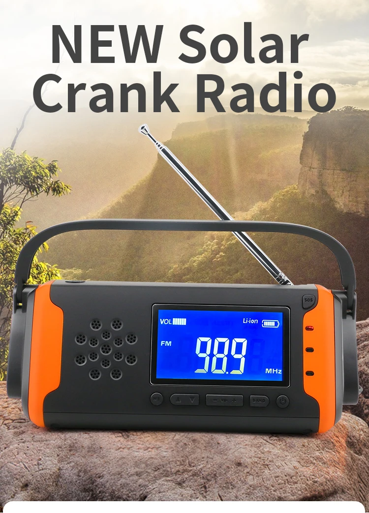 solar hand crank generator flashlight radio survival hiking camping equipment