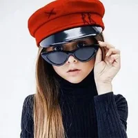 

2018 Popular Europe America New Cat Eyes Fashionable Kids Sunglasses Solid Color Children Sunglasses