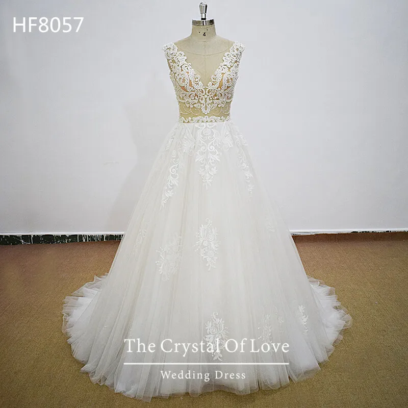 plunging back wedding dress