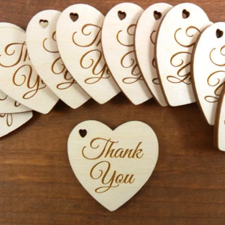  laser cut Wedding Thank You Heart Signs Favor Tags wedding decoration