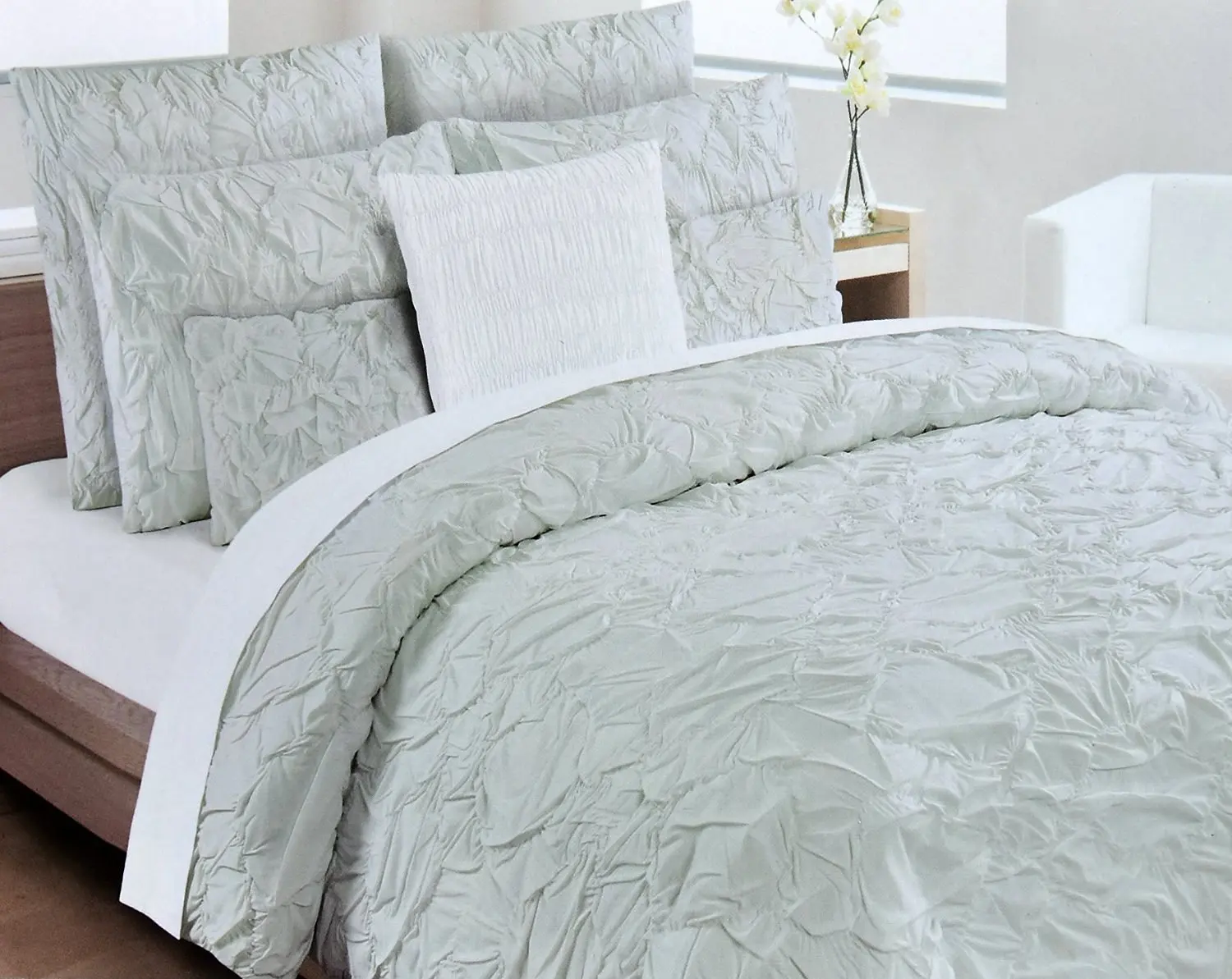 Buy Nicole Miller Cottage Crinkled Ruched Pintuck Duvet Comforter