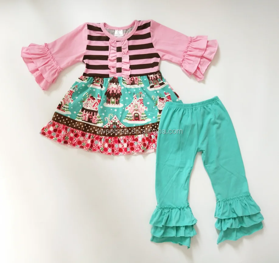

Christmas outfits baby girl Christmas gingerbread house boutique children's winter clothing sets, As picture or your request