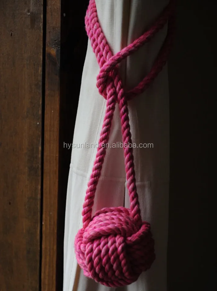 - nautical monkey fist knot tie backs Nautical rope curtain tie backs 2 pairs nautical nursery window treatments Active Photos