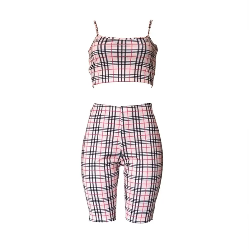 

Plaid Sling Vest And Half Shorts