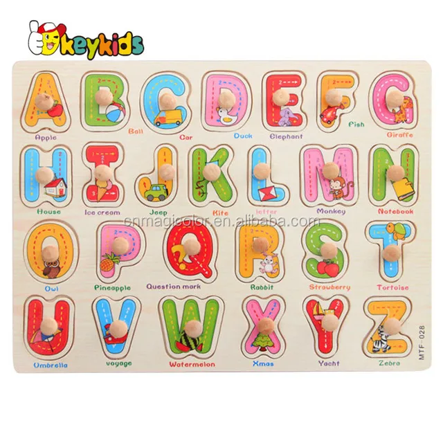 best english teaching aid toy wooden alphabet knob puzzle for