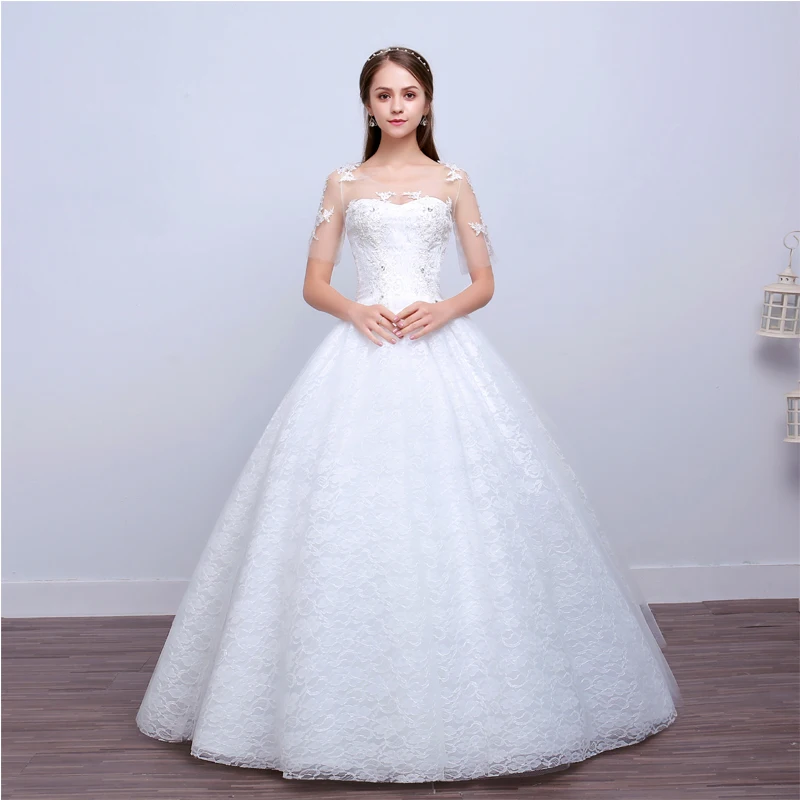 

China export beautiful half-Sleeve tulle wedding dress for bride