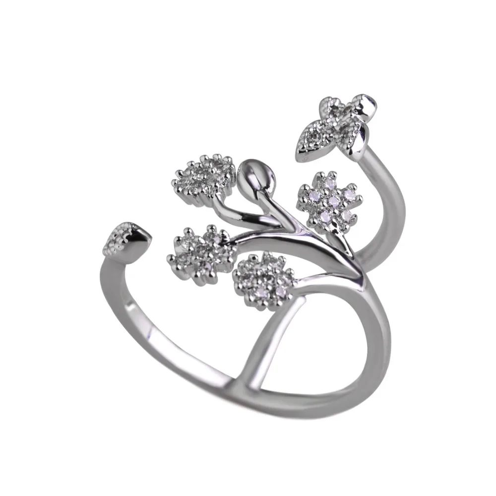 

Luxury Brand Design Anillos Anel Bijoux Copper Tree CZ Zircon Gold Wedding Adjustable Metal Rings, N/a