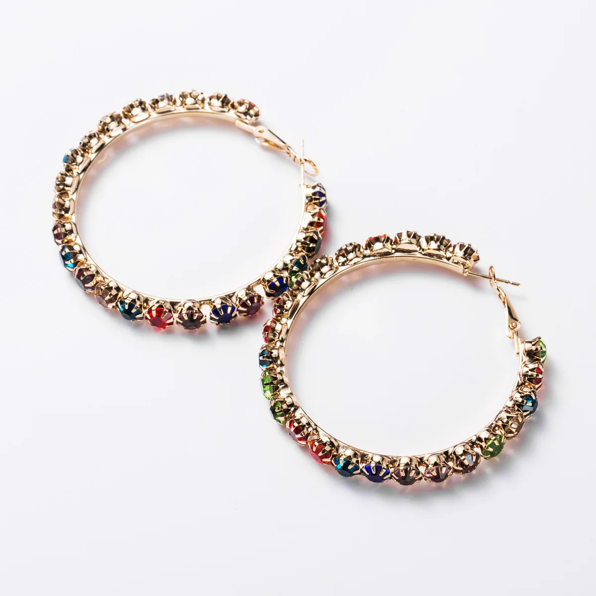 Acrylic Multi-color Diamond Large Circle Outer Ring Diamond Earrings ...