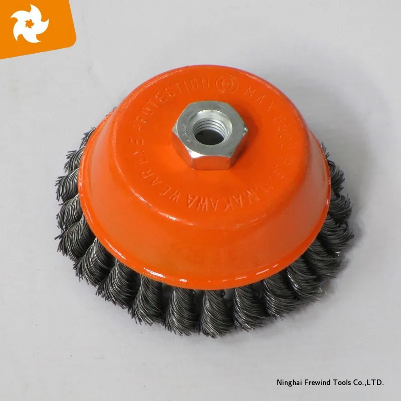 8500 Rpm Twisted Steel Wire Brush Multicolor Nylon Wire Crimped Knot