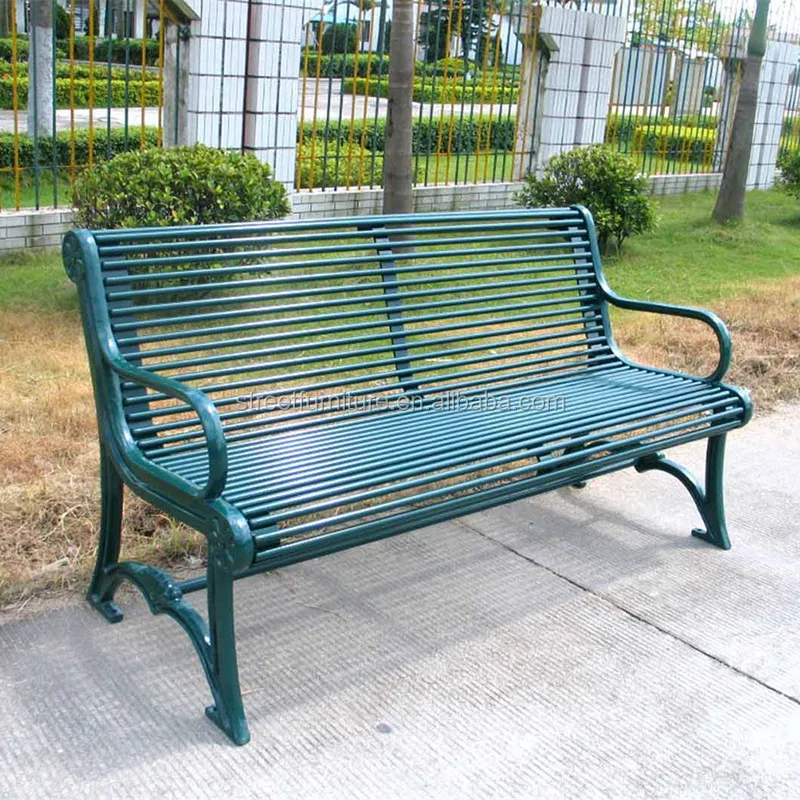 Wrought Iron Garden Bench Tubular Steel Outdoor Furniture