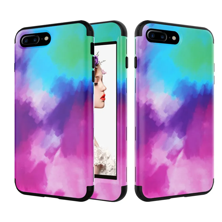 

Decals Water Silicone Pc Marble Mobile Phone Shell,Cover Case For iphone 7 8 plus Case, Multi-color, can be customized