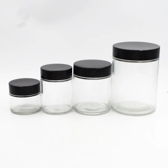 stocked round clear cylinder wide mouth herb honey glass jar food storage container bottle with screw top airtight seal up lid