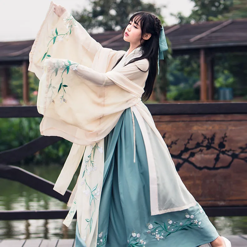 

Chinese Traditional Fairy Costume Ancient Han Dynasty Princess Clothing National Hanfu Outfit Dress Folk Dance Costume DL3237