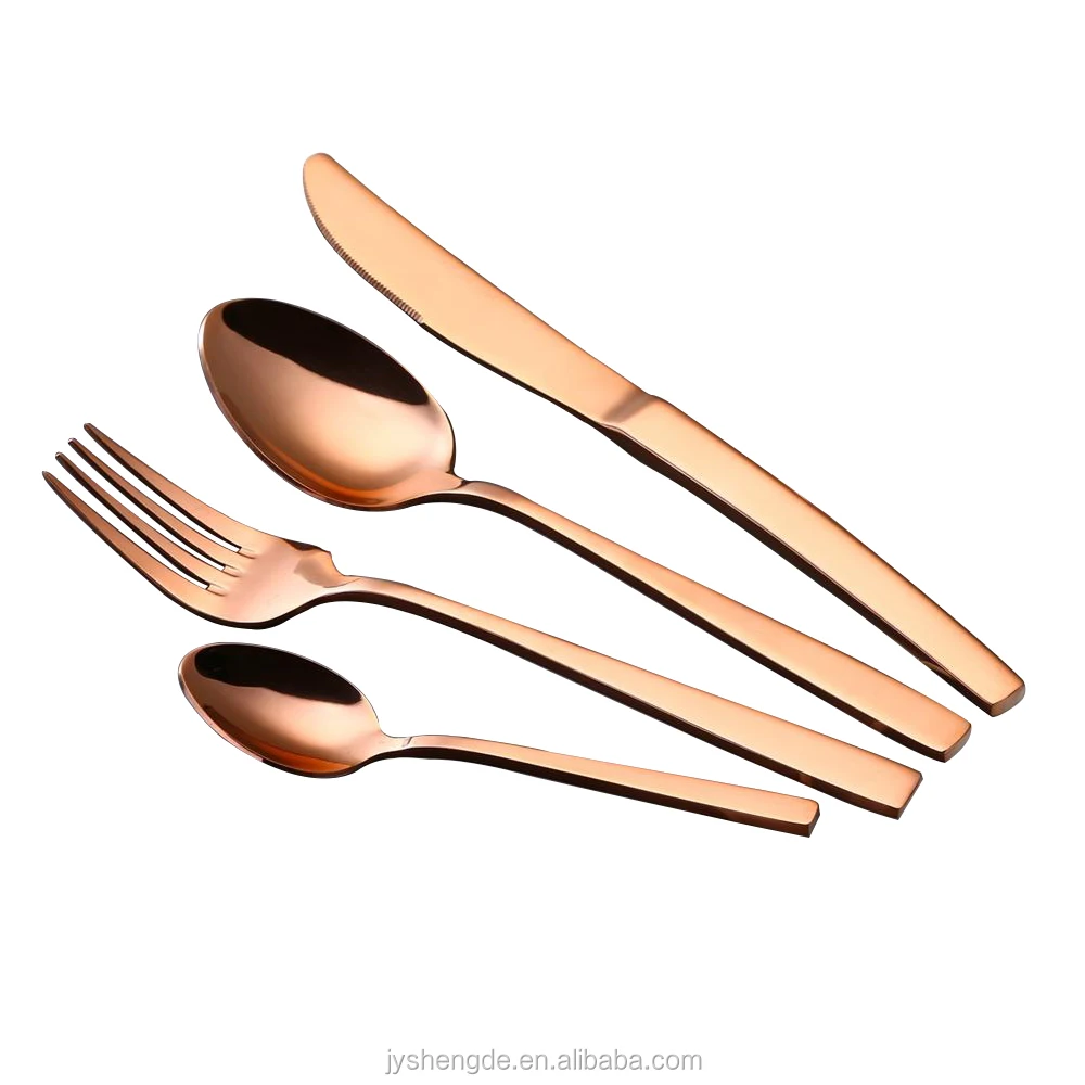 

Rose gold cutlery for wedding or gift,stainless steel fork spoon set with open stock, Customize/black/silver/gold/rose gold