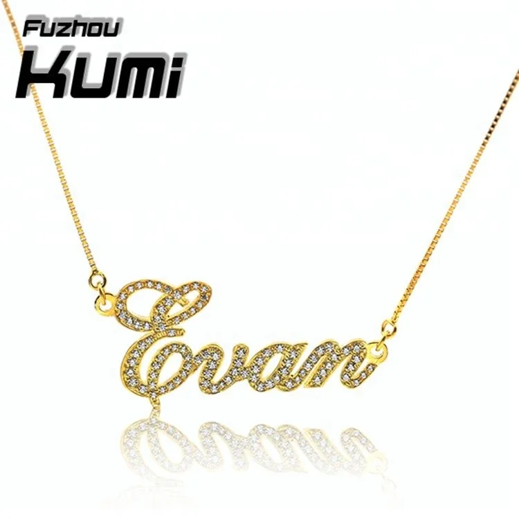 

925 Sterling Silver Name Pendant Necklace with zircon, Custom