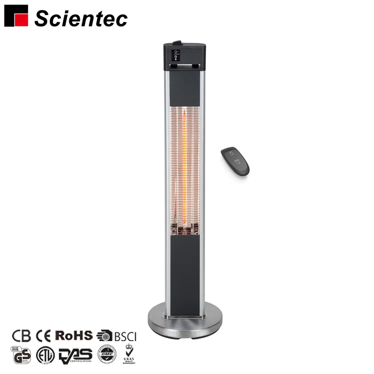 

High Efficiency Carbon Fibre Heating Electric Infrared Patio Heater With Remote Control, Silver