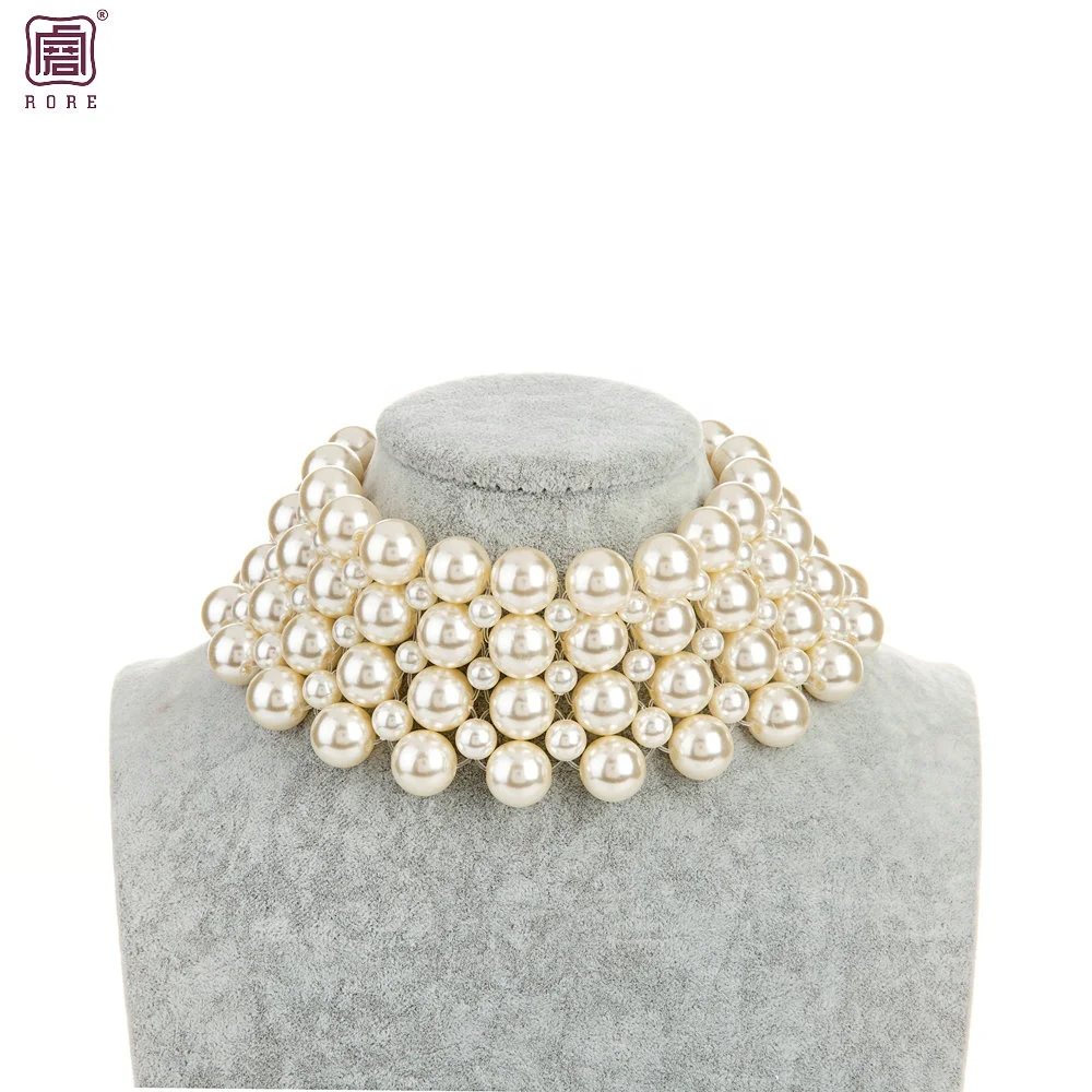

Indian Pearl Choker Sets 4 Strands 10-16 Cm White Imitation Pearl Necklace