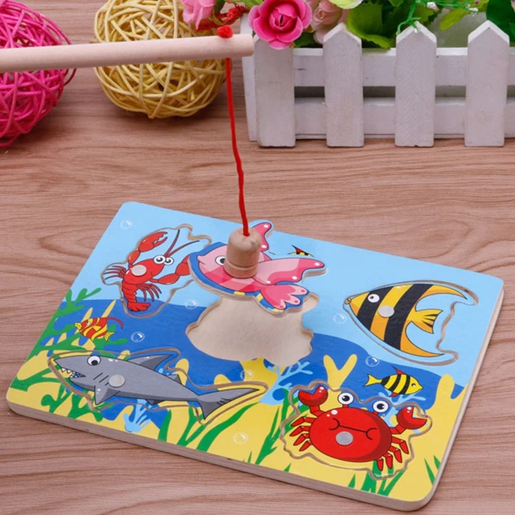 
Kid Children Educational Interesting Wooden Magnetic Fishing Game Jigsaw Puzzle Toy 