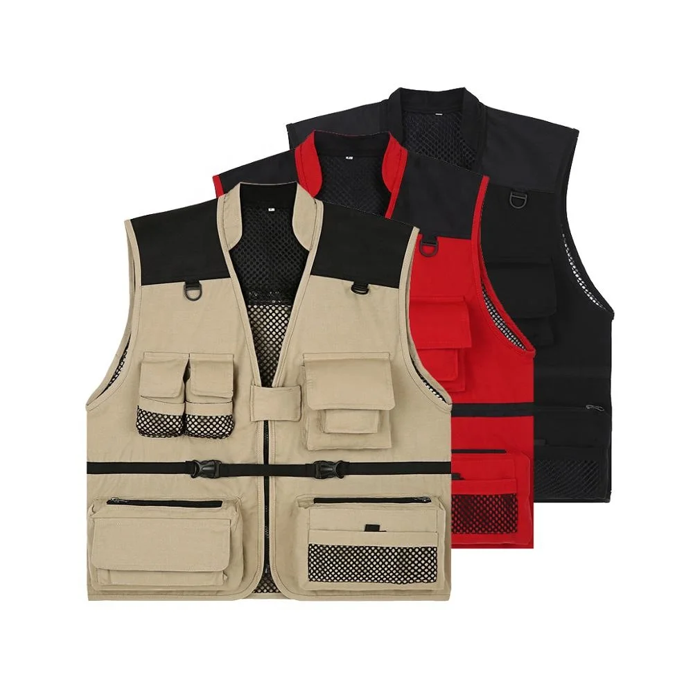 

Men's Multi Pockets Cargoes Safari Waistcoat Vest For climbing shooting Hiking Journalist Hunting Photography fishing Vest, 9colors