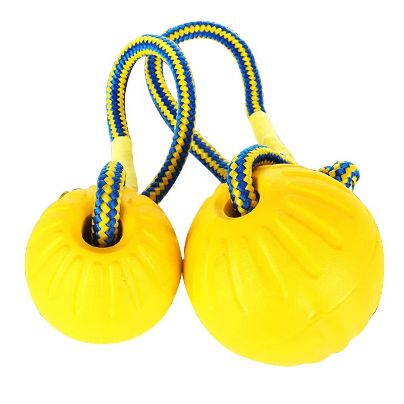 

Labrador retriever large dogs bite resistant floating training ball interactive dog toy with rope, Yellow