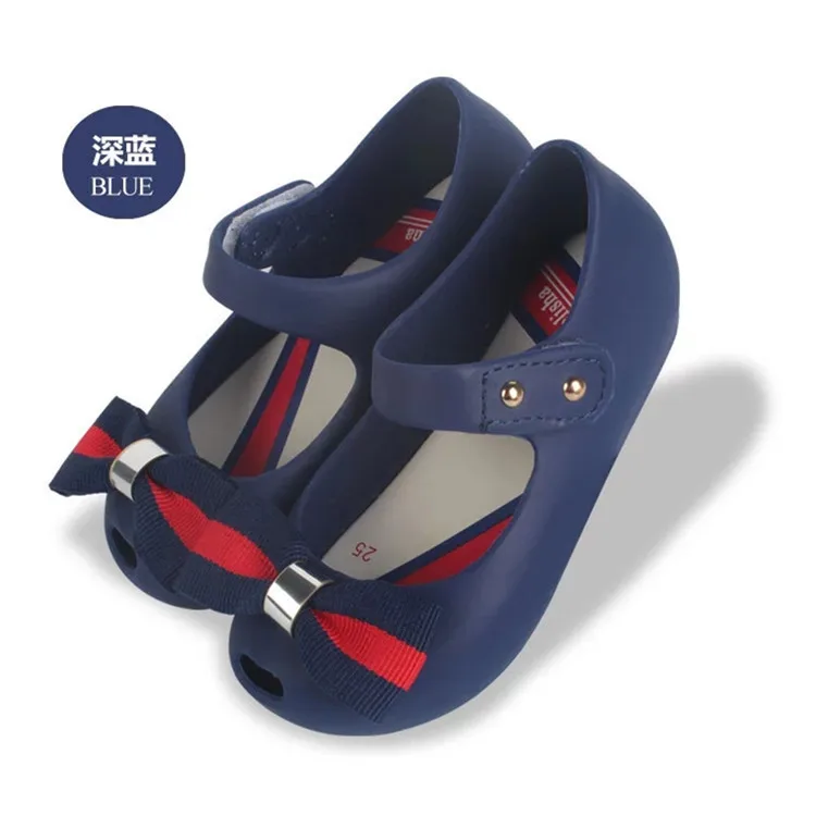 

Sweet bow design children kids girls pvc jelly shoes wholesale, Black, blue, pink