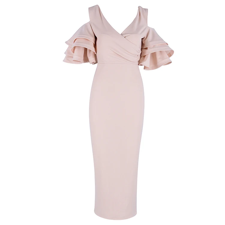 

New Women Dress Summer Vestidos Verano 2018 Yellow Red Ruffles Butterfly Short Sleeve Midi Dress Party Dresses Women