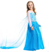 

Girl Frozen Elsa Princess Costume Snow Queen Dress Kids Halloween Christmas Party Gown