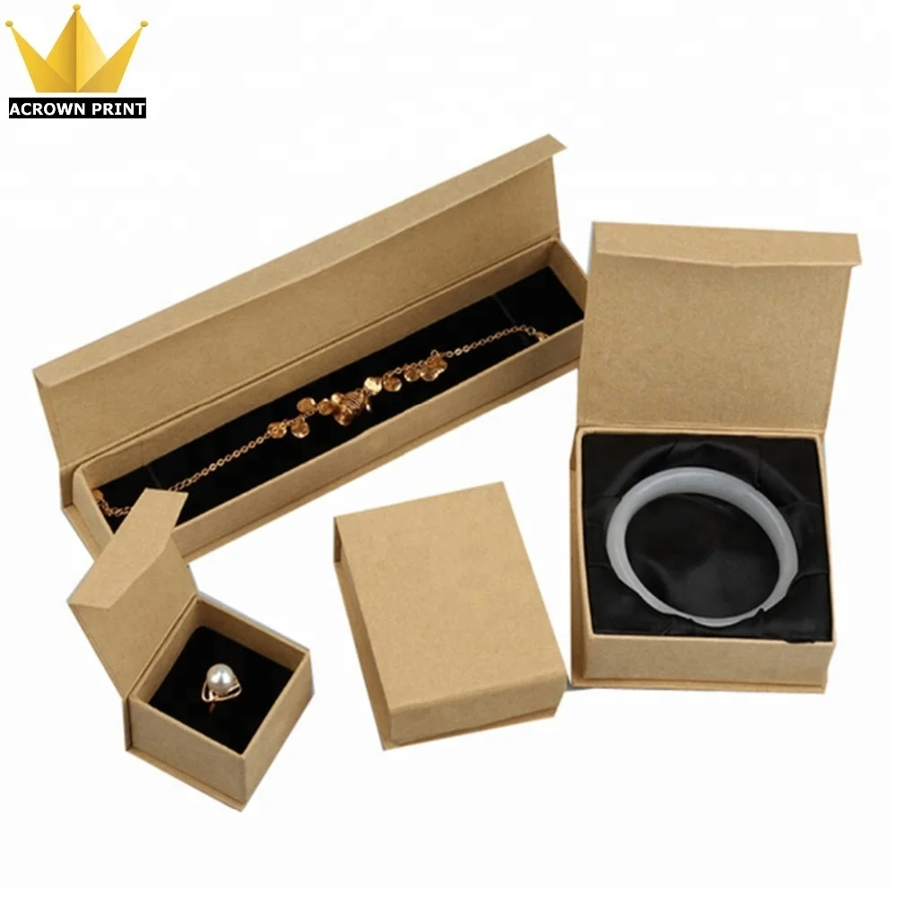 

Kraft Paper Box for Ring Necklace Packaging wholesale magnetic jewelry box, Brown