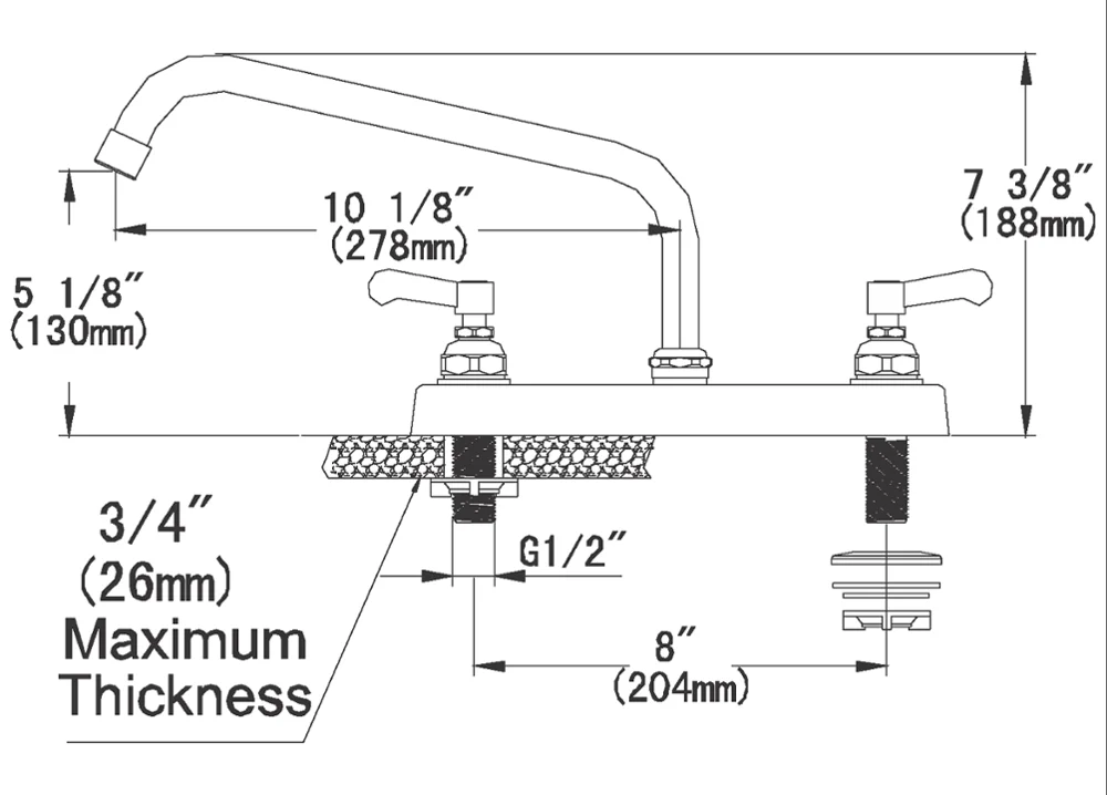Brass contemporary deck mounted workboard faucets water tap