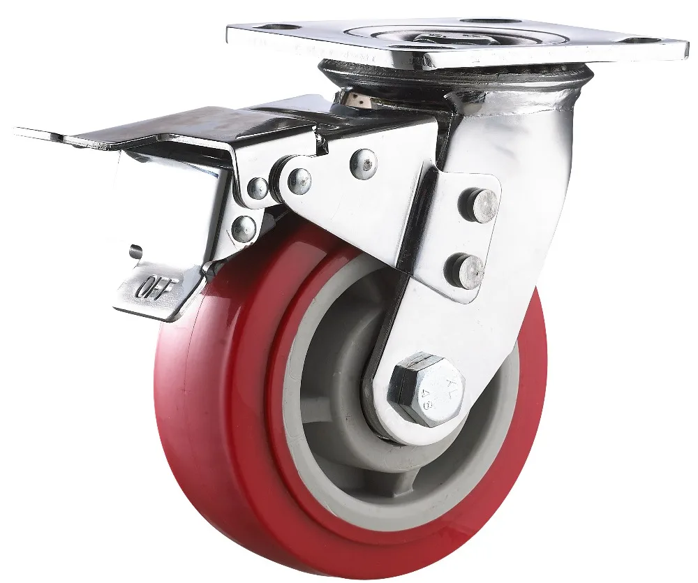 6 inch Heavy duty Elastic TPR caster wheel with total brake