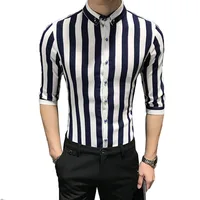 

Striped Shirt Men 2019 Brand New Design Short Sleeve Mens Dress Shits 100% Cotton Casual Button Down Mens Shirts Plus Size