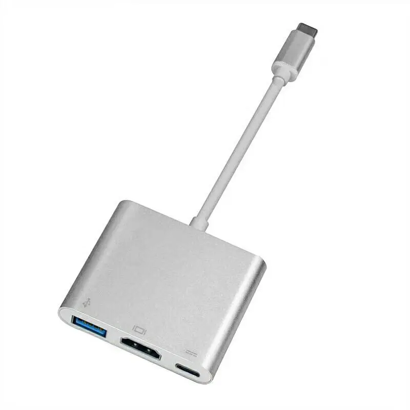 

Type-C to HDMI USB 3.0 4K Multiport Adapter USB-C Hdmi Digital AV Adapter Charging and Connecting Converter for MacBook, Silver