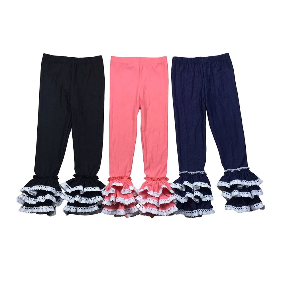 Wholesale Kids Toddler Girls Spring Autumn Fashion Casual Solid Color Basic  Floral Knitted Cotton Leggings Pants