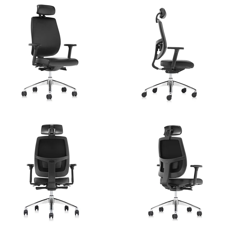 luxury black pu leather office ergonomic boss office chair with headrest