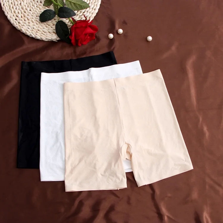 High rise comfortable women seamless boyshort panty panties ice silk underwear