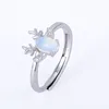 925 silver Christmas gift elk moonstone opening ring