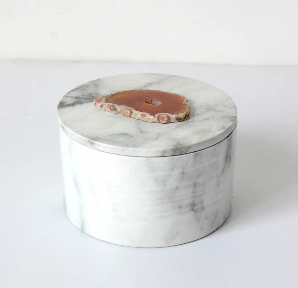 Upscale Marble Collection Jewelry Trinket Box With Green Agate Buy
