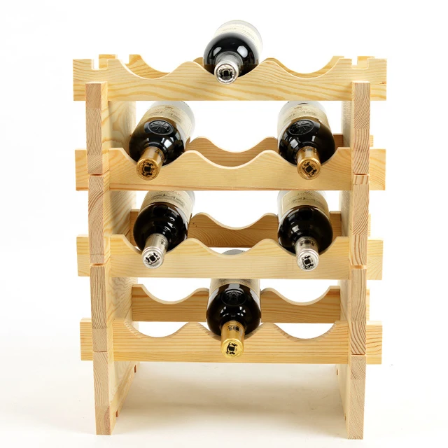 

Eco-friendly Healthy Pine Wood Stackable Wine Bottle Holder 3 layers, Wood color