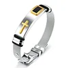 Marlary Silver Color Stainless Steel Handmade Bangles Stretch Mesh Cross Men'S Bracelets And Bangles