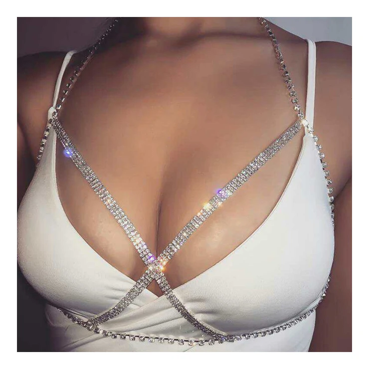 

Sexy Hollow Diamond Cross Chain Bikini Chest Body Jewelry Chain For Gift Cross Chain, Picture