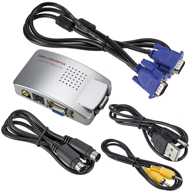 

VGA to AV + VGA converter, VGA input RCA Composite S-Video VGA output Adapter Converter, PC to TV converter