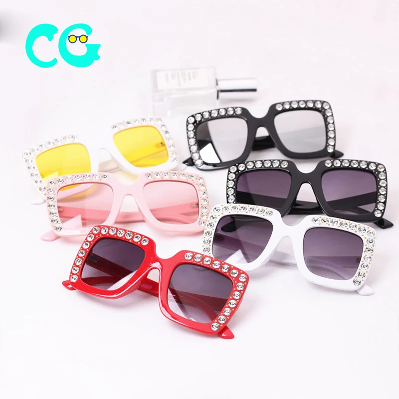 

Square Sun Glasses Children Baby Sunglasses Boys Girls Okulary Oculos De Sol Feminino diamond luxury Rhinestone Kids Sunglasses, Custom colors