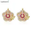 LUOTEEMI 2016 Tiny Pink Cubic Zirconia Formed Flower and Butterfly Stud For Women Aliexpress Fashion Earrings