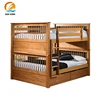 Espresso high end wood double two floor bunk beds with drawer