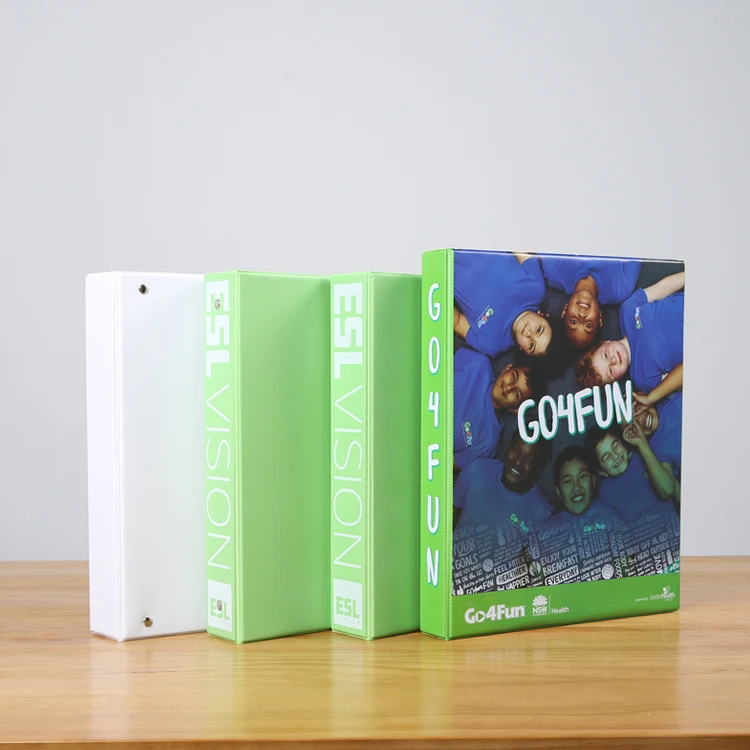 
Customized size popular plastic pvc 3 hole ring binder business card 2 pockets file folder with the logo printing 