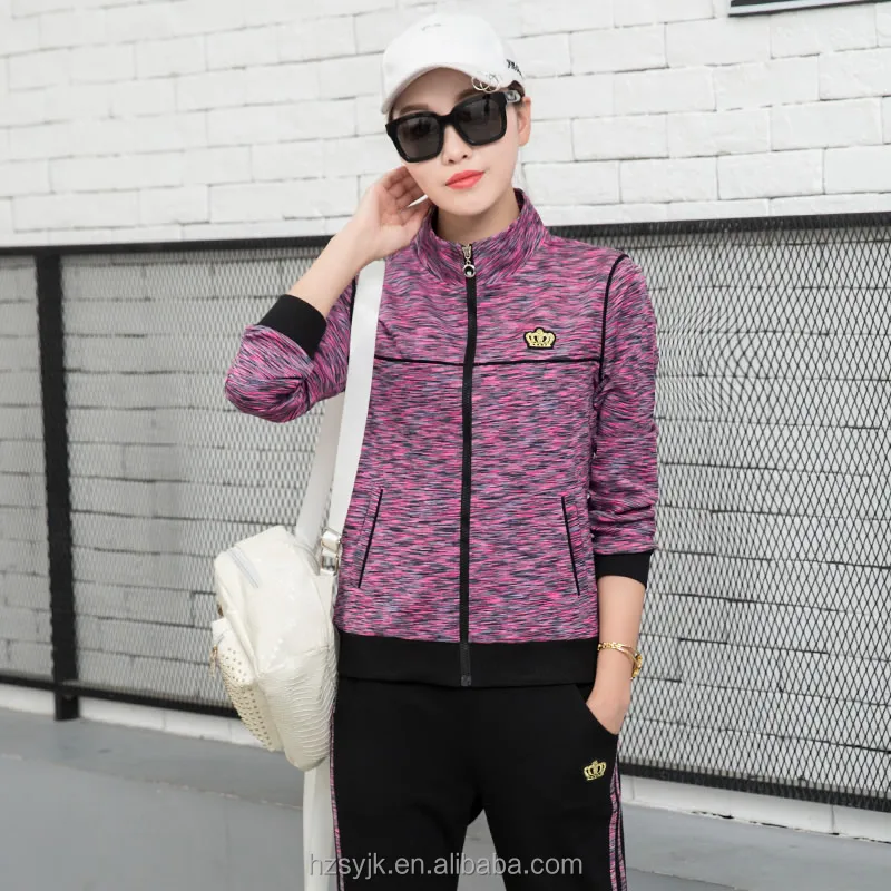 

OEM/ODM dri fit fabric sportswear factory design wholesale custom womens running sweatshirt ladies zipper casual tracksuit, Custom color