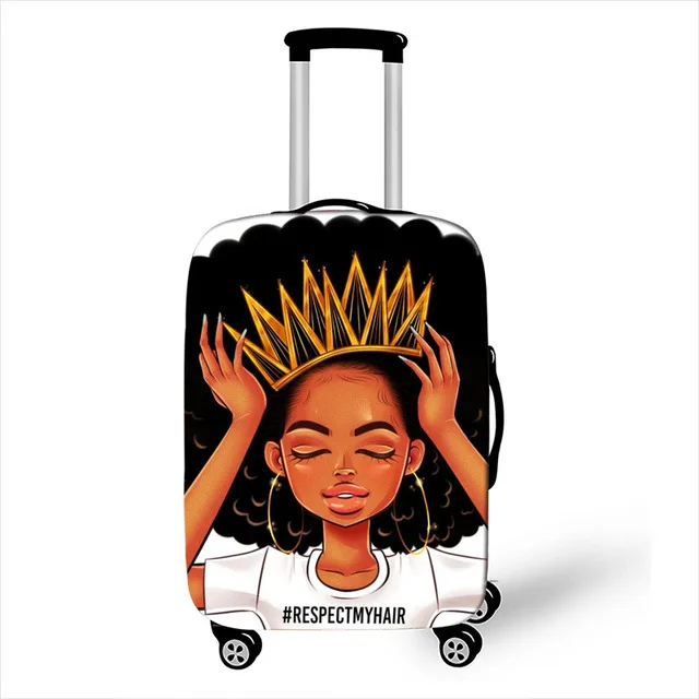 

Afro Lady Girl print luggage cover brown women / Africa Beauty Princess suitcase covers elastic travel trolley case cover, Customized