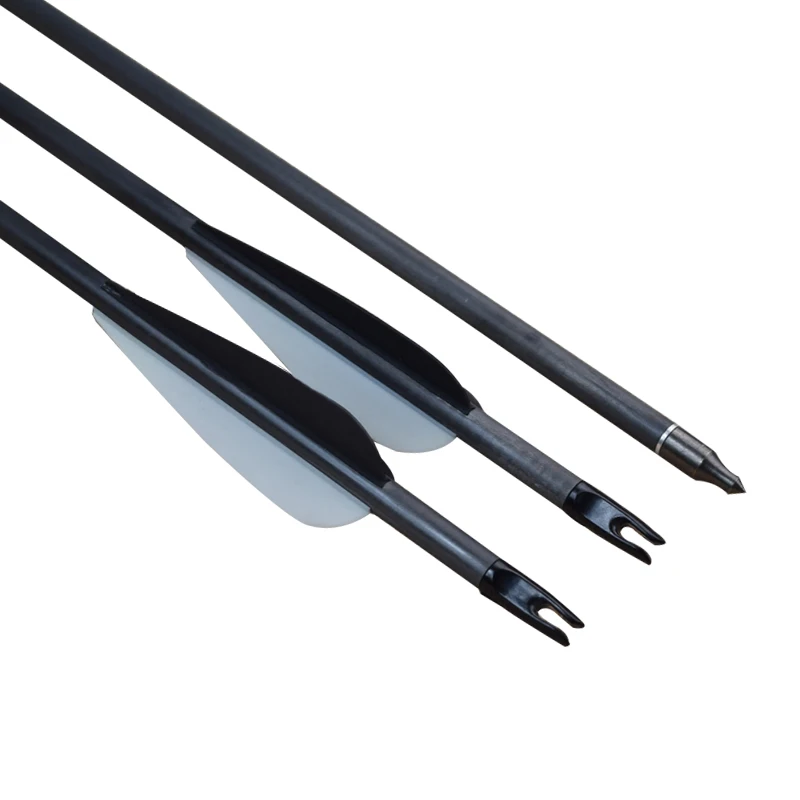 30" Sp340 Archery Carbon Arrow With Vane&points For Compound/recurve