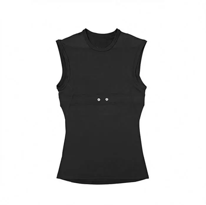 

Black Breathable Compression Stretchy Heart Rate Monitoring Sleeveless Men Shirt, As picture or customized colors