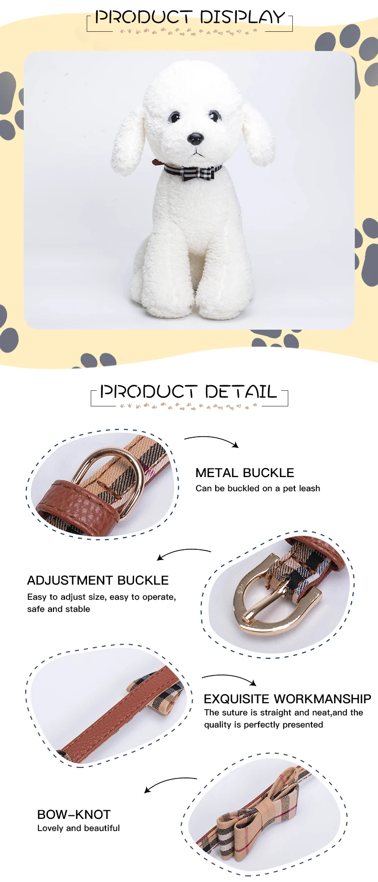 2019 Hot Cute Knit Bowknot Dog Pu Leather Collars